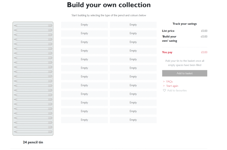 Screenshot 2025-10-16 221729 A screenshot from the Derwent shop website showing the create a tin feature.