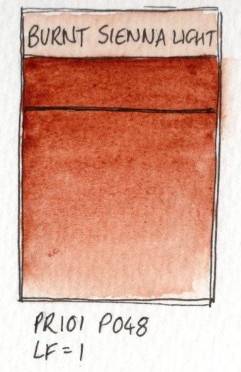 A paint swatch showing the earthy red colour of Burnt Sienna Light.