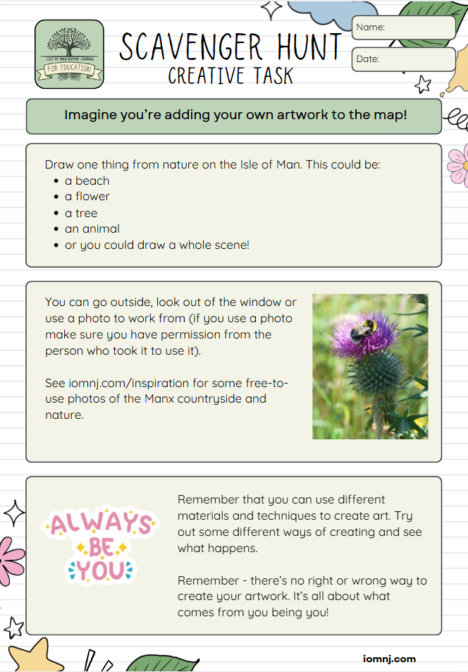A page from a scavenger hunt lesson plan.
