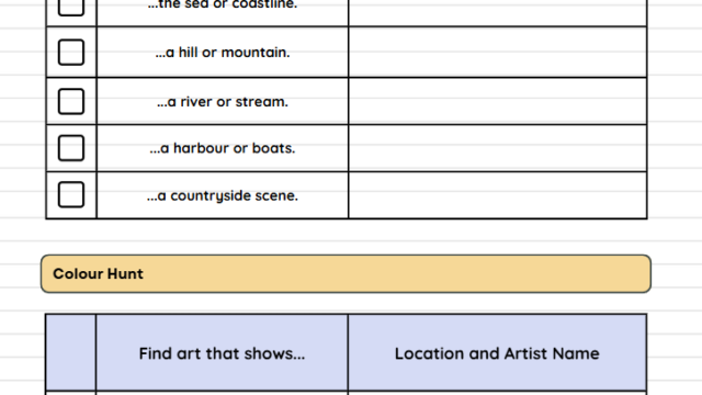 A page from a scavenger hunt lesson plan.