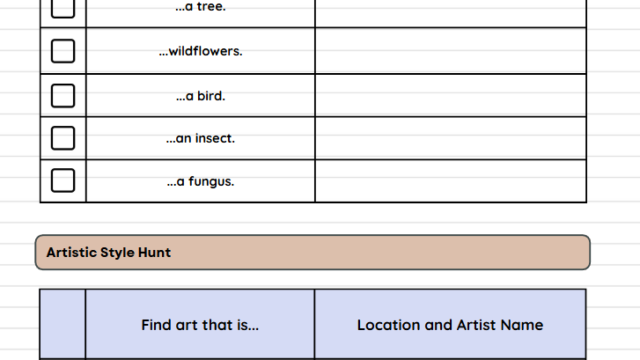 A page from a scavenger hunt lesson plan.